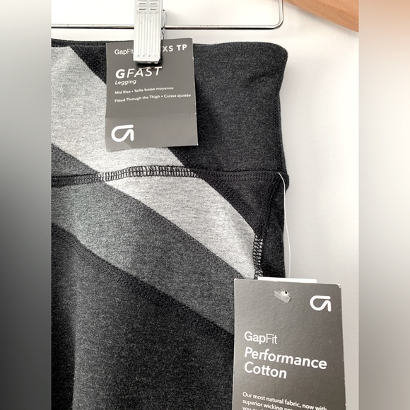 🌟2/$20 PRICE DROP🌟 NWT! GAP FIT GFAST grey performance cotton LEGGINGS Size XS - Picture 3 of 6
